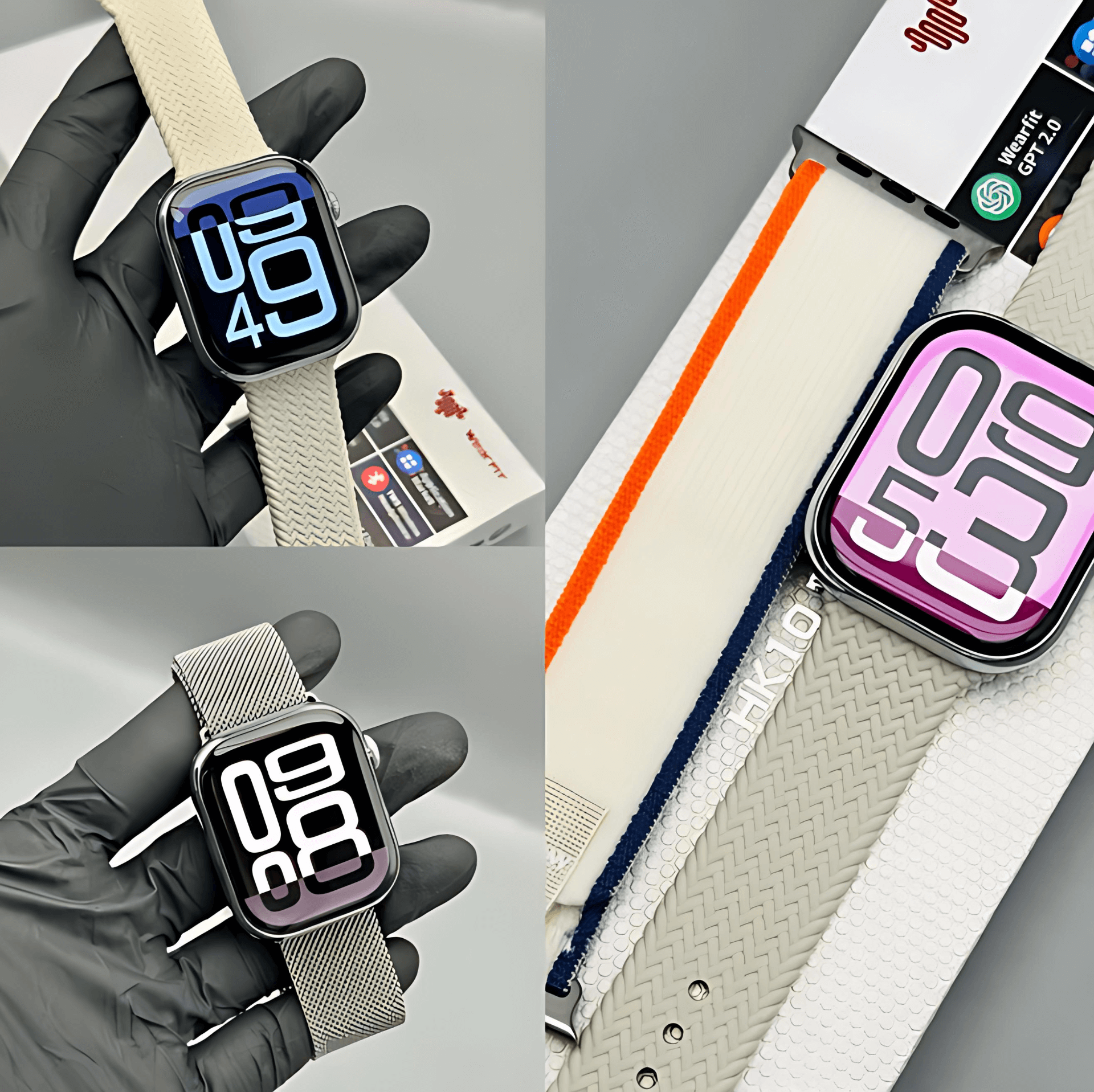 HK10 Pro Max Smart Watch Stainless Titanium (3 Straps Free)